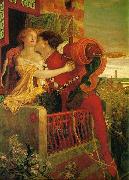Romeo and Juliet in the famous balcony scene, Ford Madox Brown
